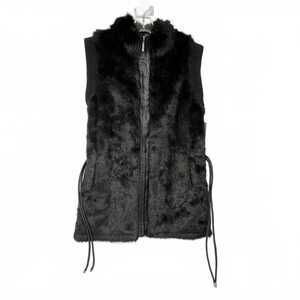 Hillary Radley Black Faux Fur Vest | Regular L Overcoat Winter